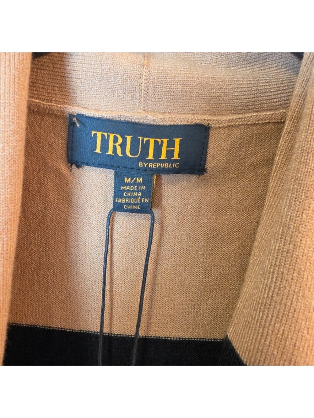 Truth by Republic Duster Sweater Women's M Striped Belted Long Cardigan NWT - Picture 6 of 7
